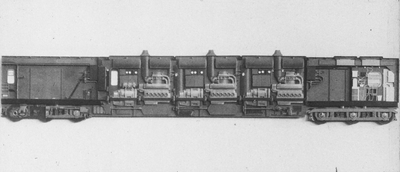 886102 Doorsnede van het het mD-rijtuig (motorrijtuig) van een diesel-electrisch treinstel DE 5 (serie 51-68) van de N.S.